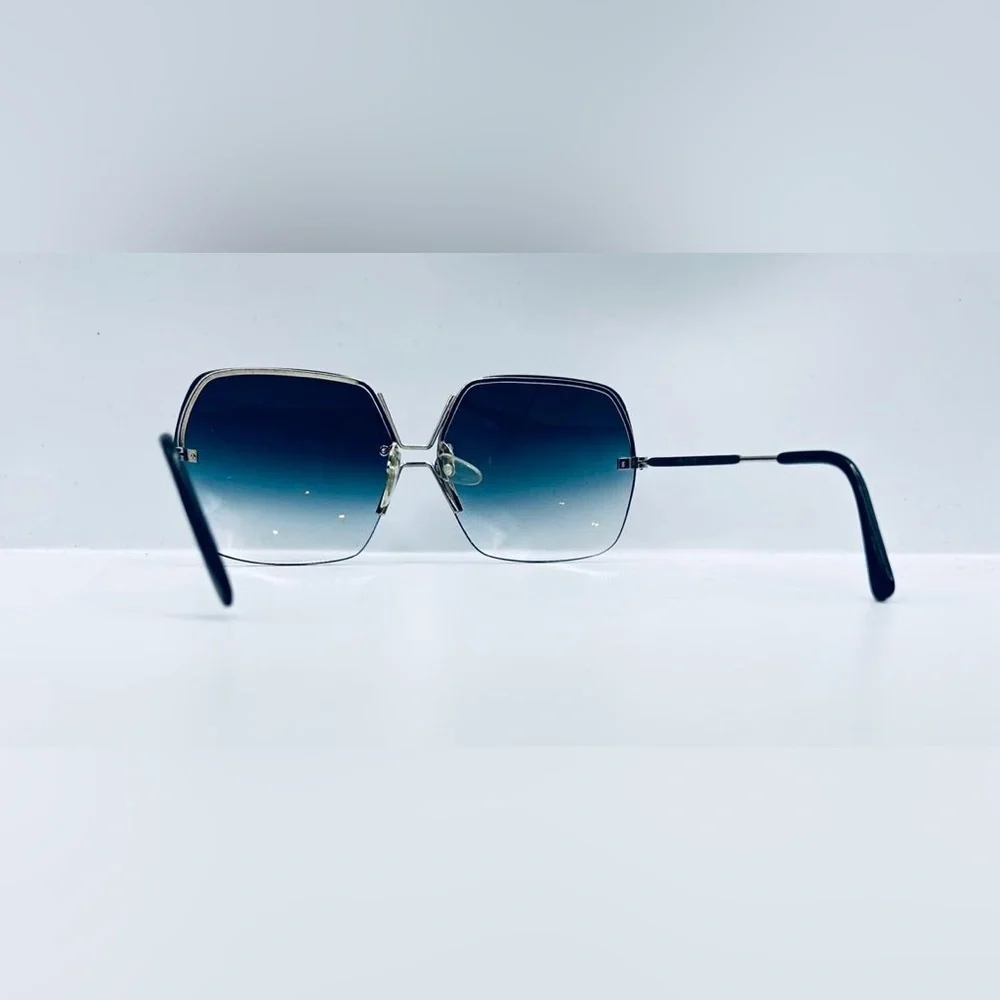 Vintage Silver Oval Half-Rim Sunglasses Frames Only - Picture 5 of 8
